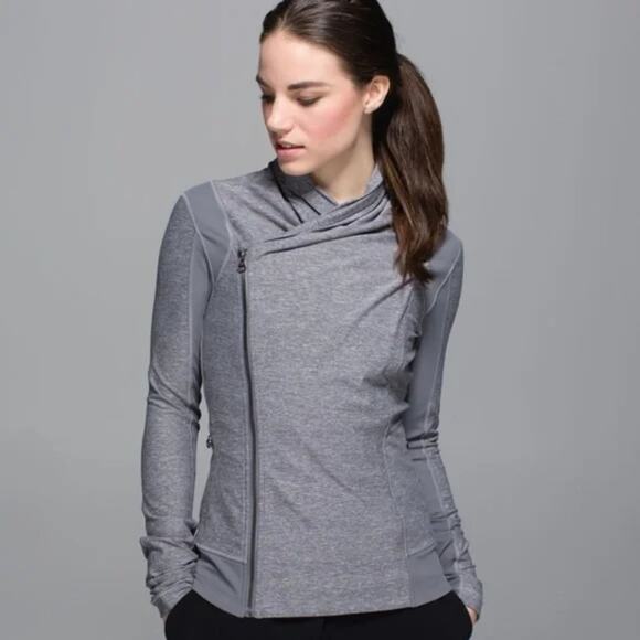 Lululemon Bhakti Yoga Jacket SIZE 4 Gray Full Zip Sweatshirt Thumbhole Pockets - Picture 1 of 13